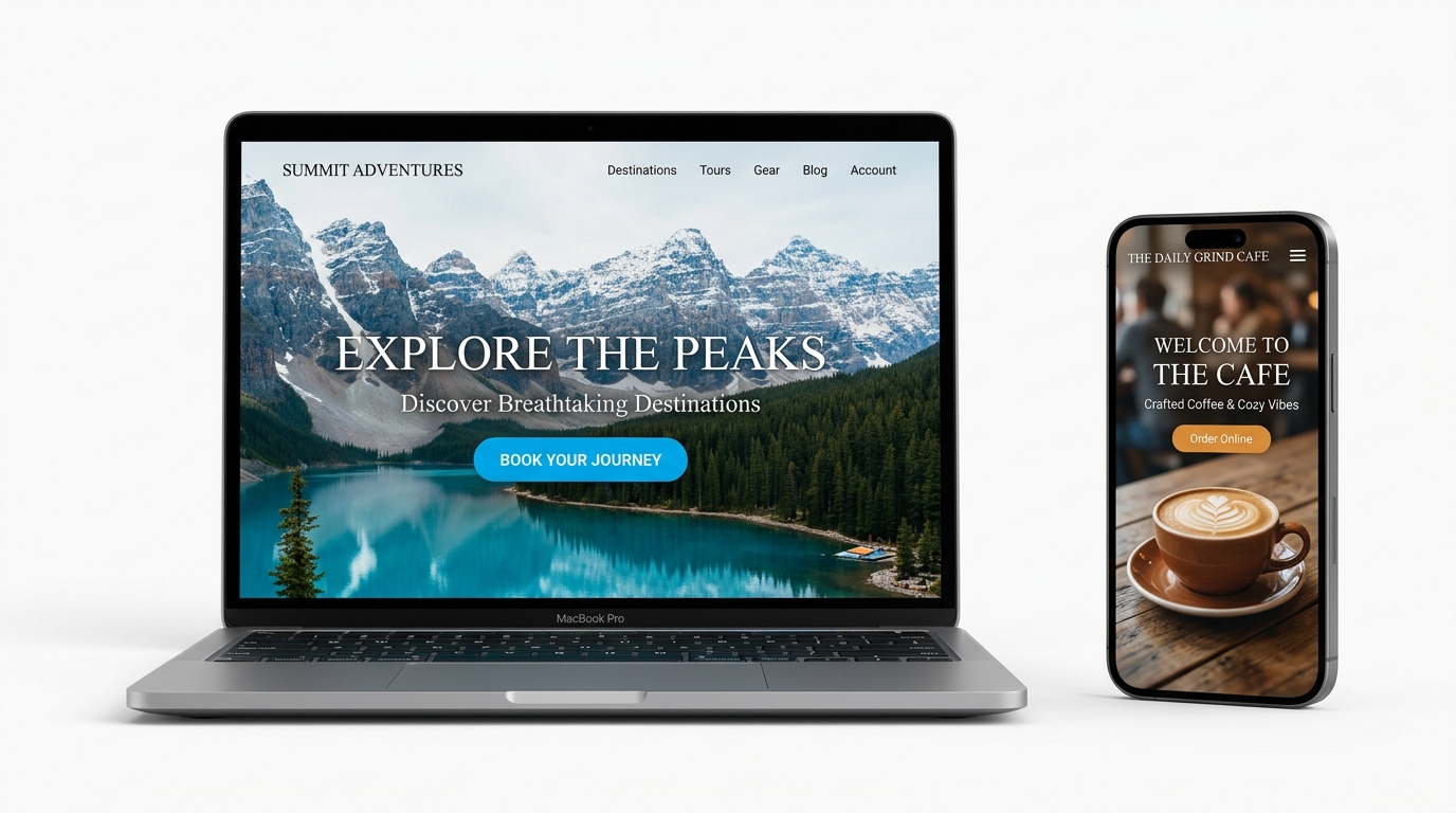 LiveJao modern website mockup on laptop and mobile